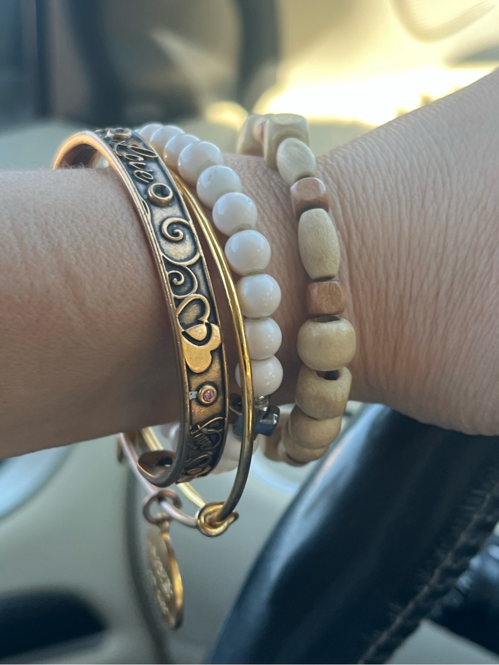 Alex & Ani Lot of 2. Bracelets Unexpected Miracles Charm Bracelet and cuff love